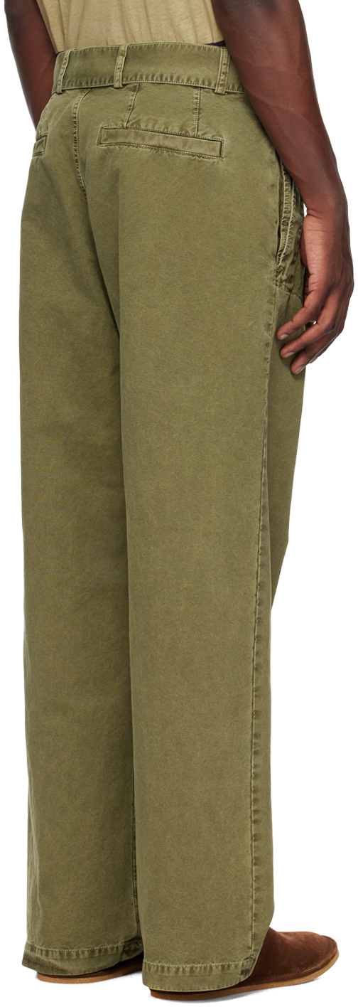 Dries Van Noten Khaki Belted Trousers In 606 Kaki
