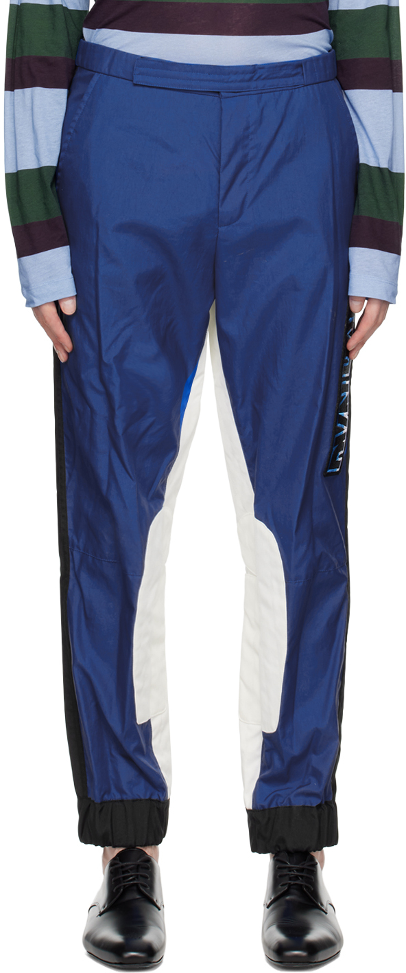 Dries Van Noten Blue & White Racing Trousers In 504 Blue