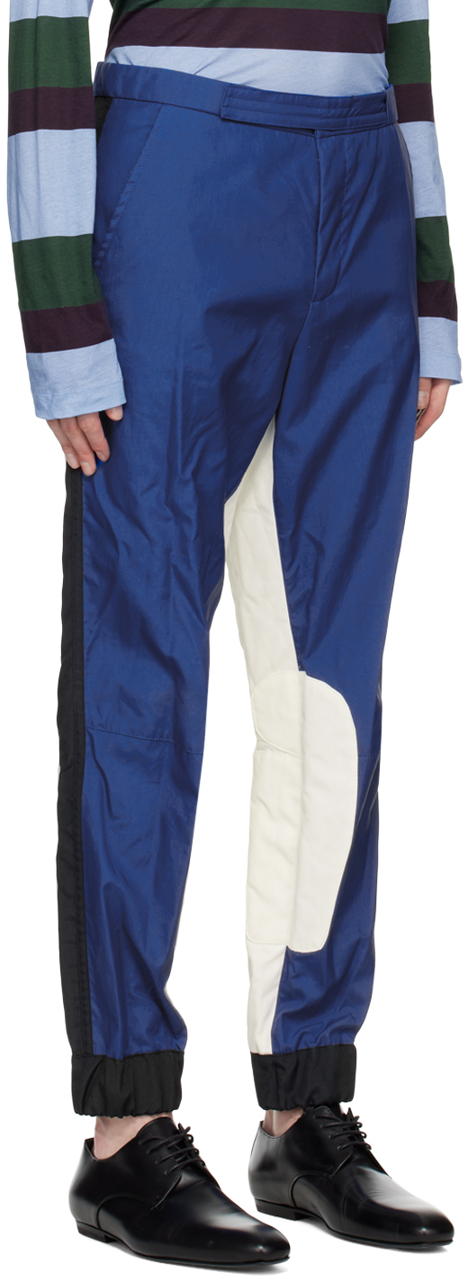 Dries Van Noten Blue & White Racing Trousers In 504 Blue
