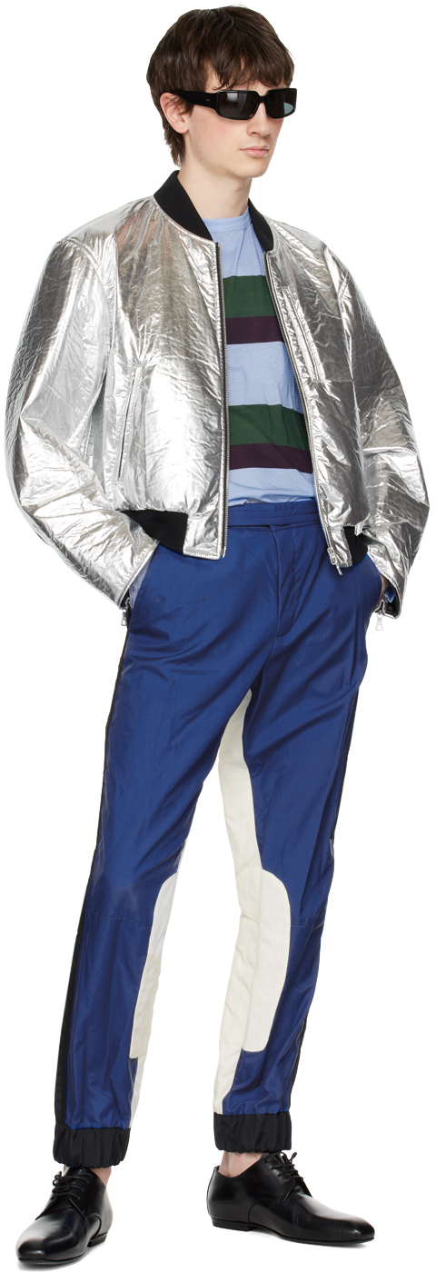 Dries Van Noten Blue & White Racing Trousers In 504 Blue