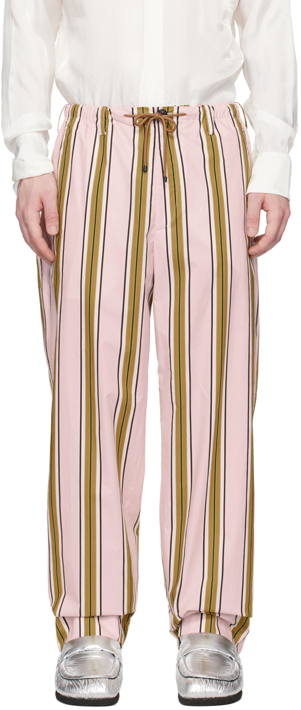 Dries Van Noten Pink Striped Trousers