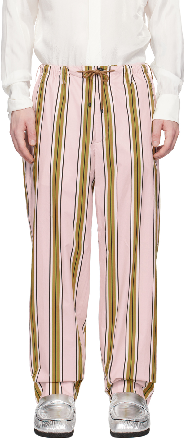 Dries Van Noten Pink Striped Trousers | ModeSens