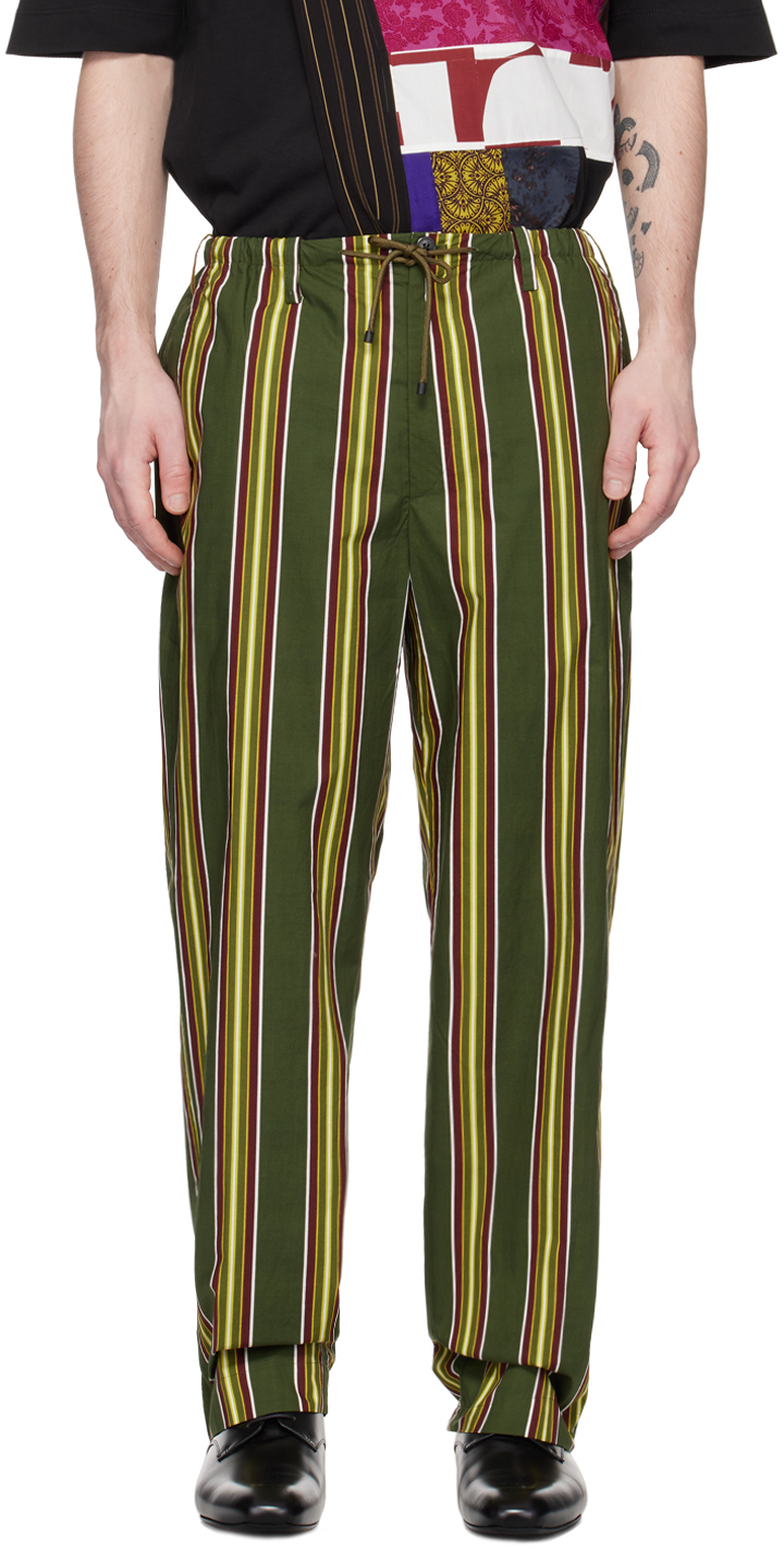 Khaki Striped Trousers