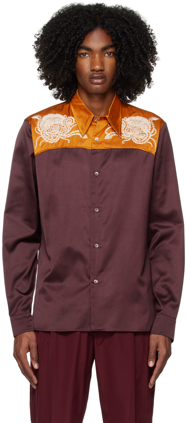 Shop Dries Van Noten Purple & Orange Embroidered Shirt In 357 Auber