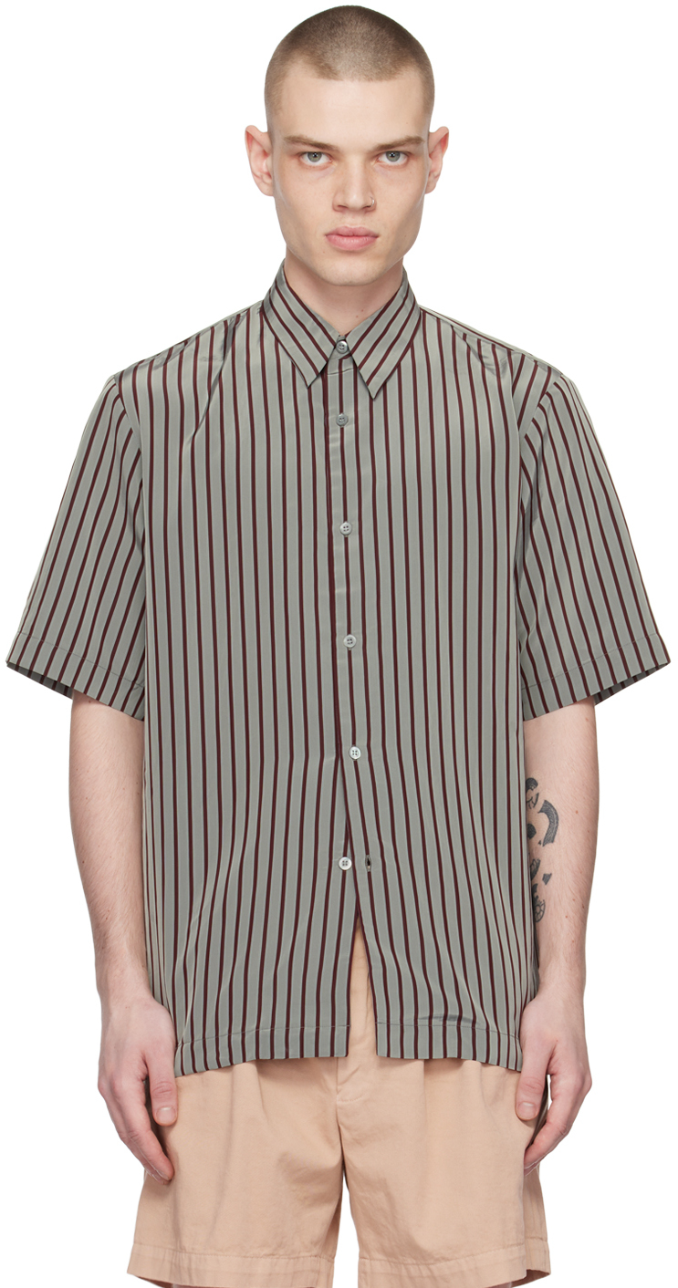 Dries Van Noten: Gray Striped Shirt | SSENSE