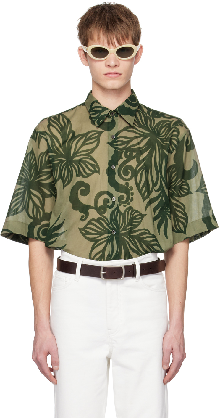 Dries Van Noten: Khaki Floral Shirt | SSENSE
