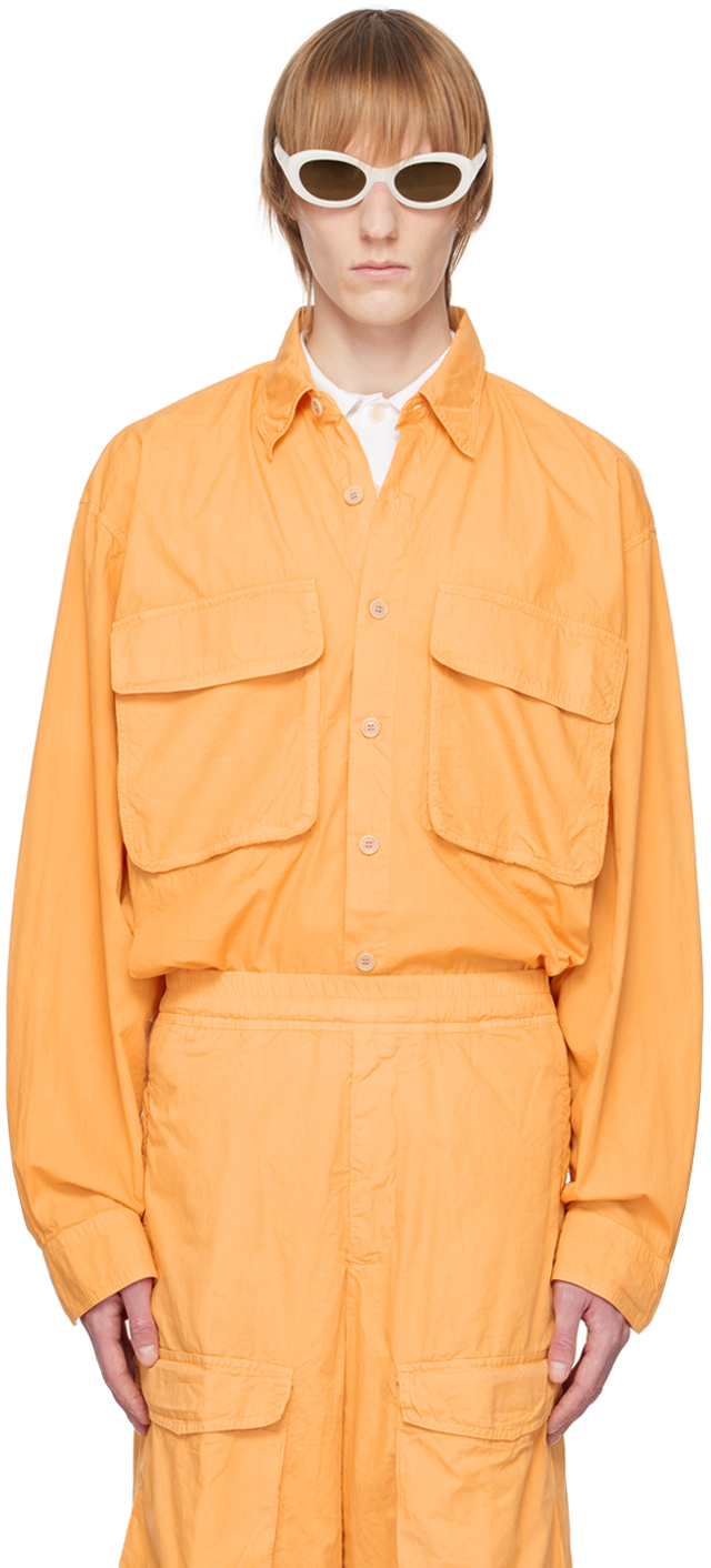 Dries Van Noten: Orange Buttoned Shirt | SSENSE