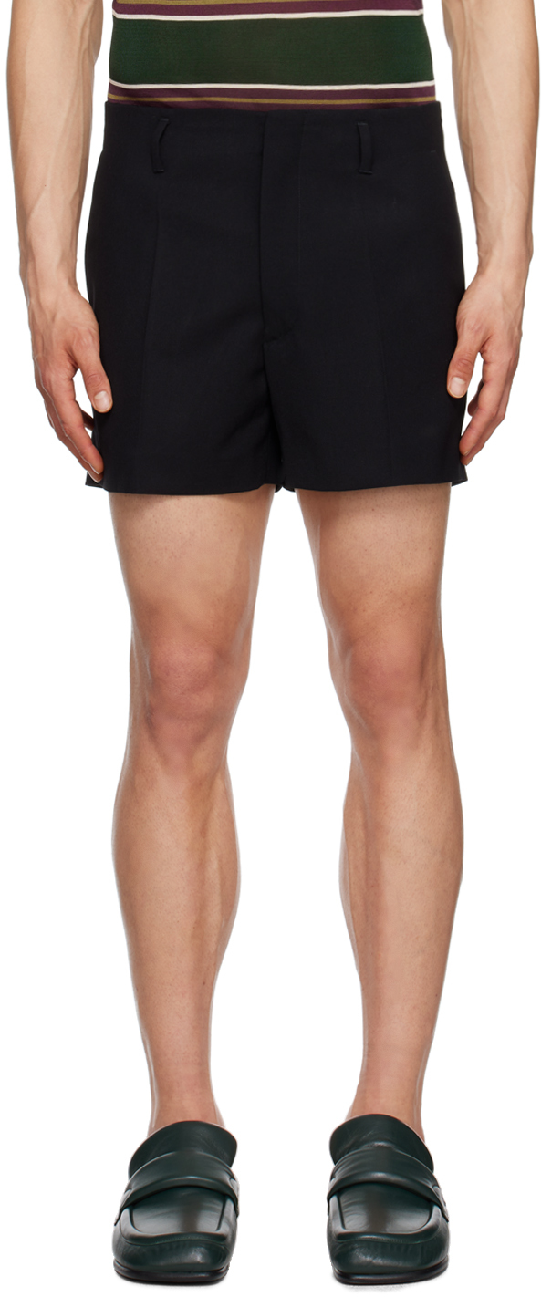 Dries Van Noten Black Creased Shorts In 900 Black