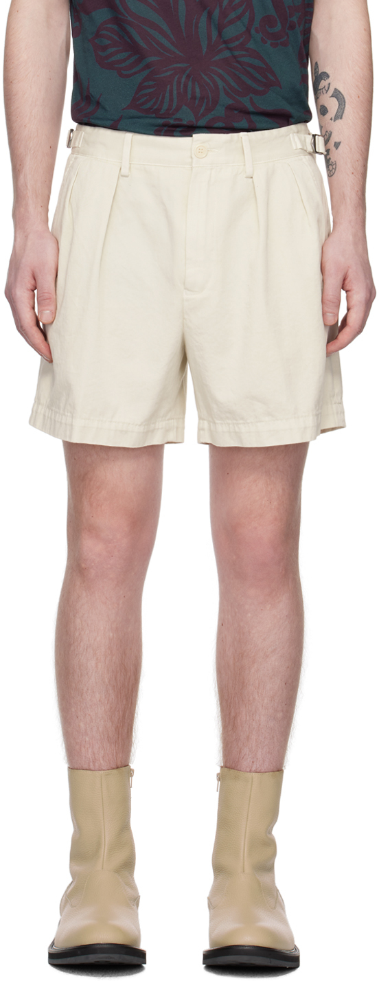 OffWhite Pleated Shorts by Dries Van Noten on Sale