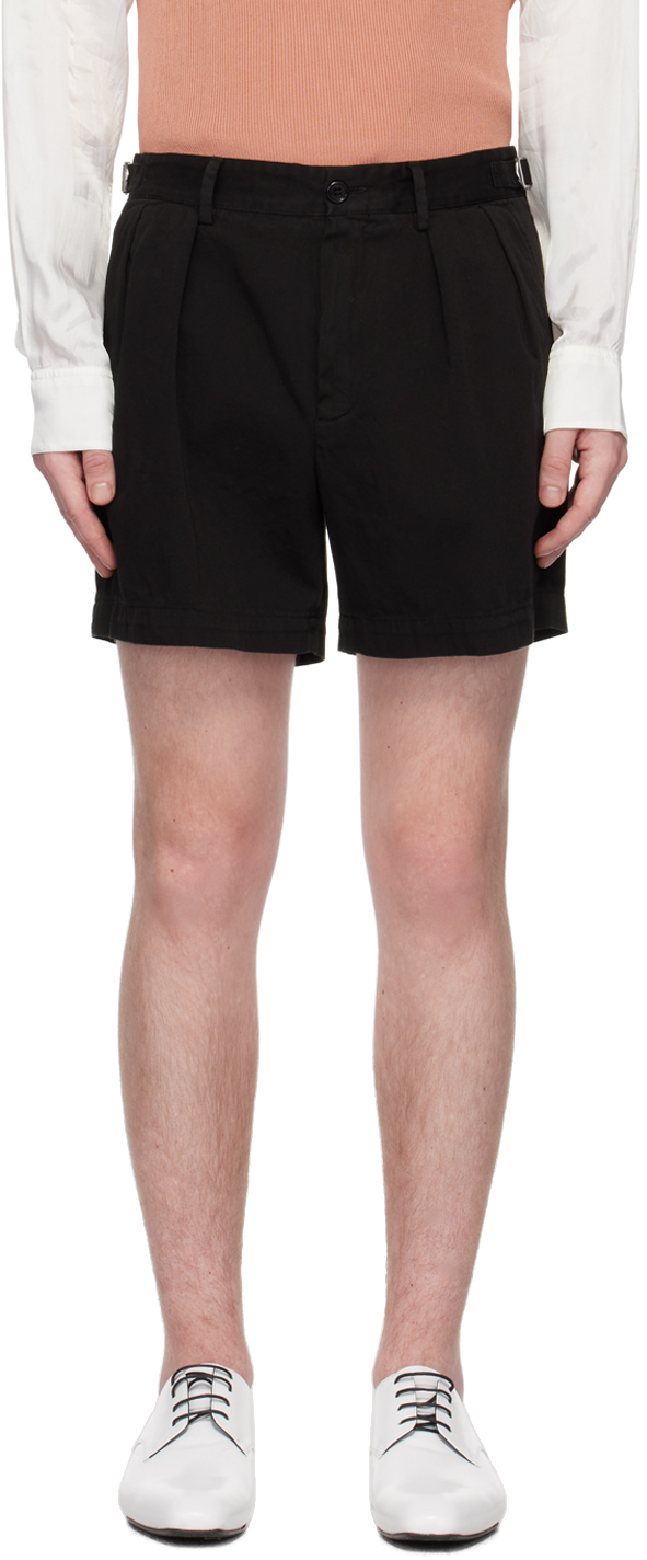 Dries Van Noten Black Pleated Shorts In 900 Black
