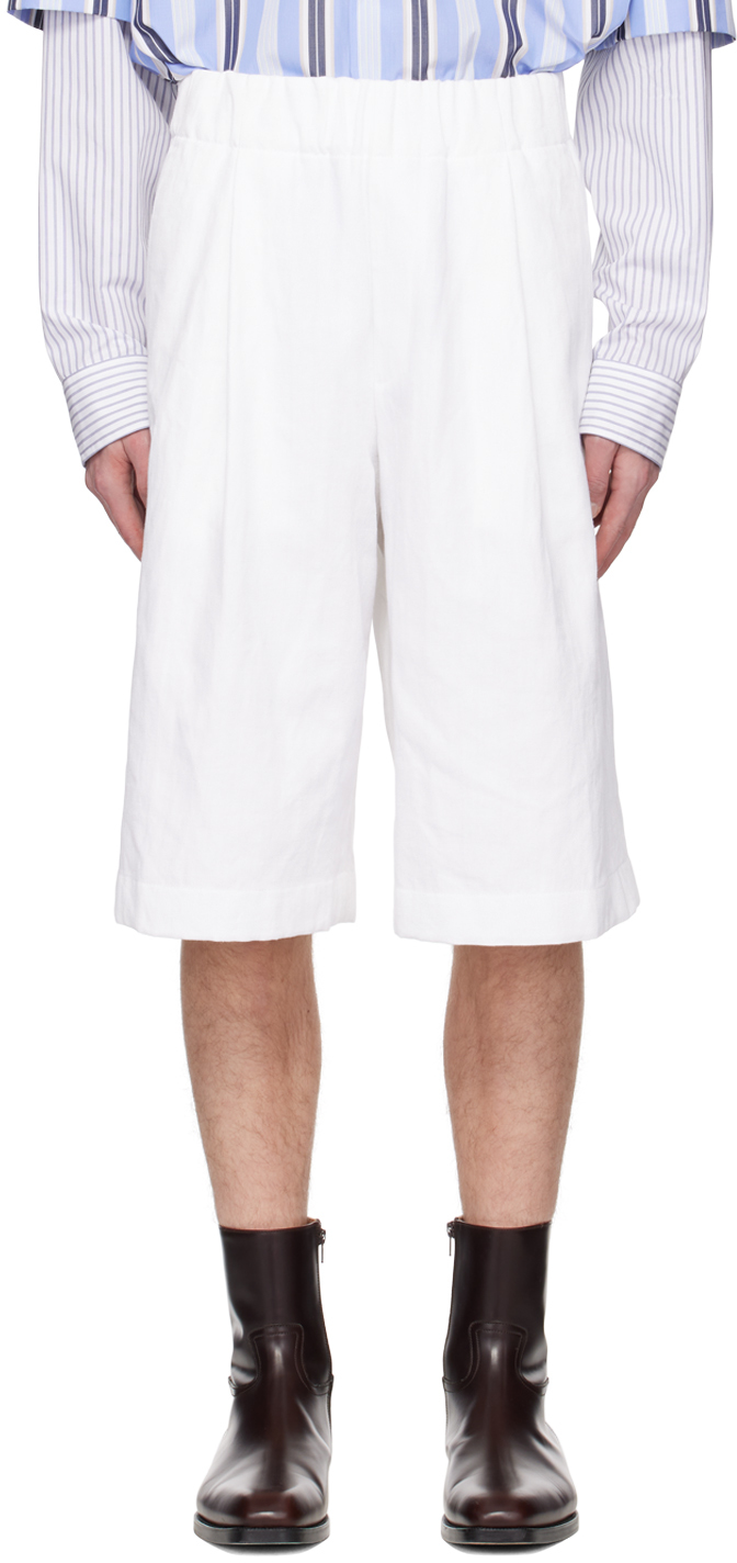 Dries Van Noten White Baggy Shorts In 1 White