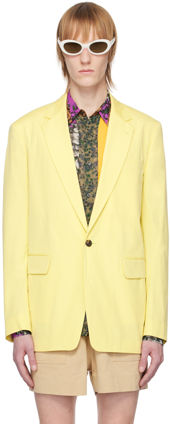 Yellow Notched Blazer by Dries Van Noten on Sale