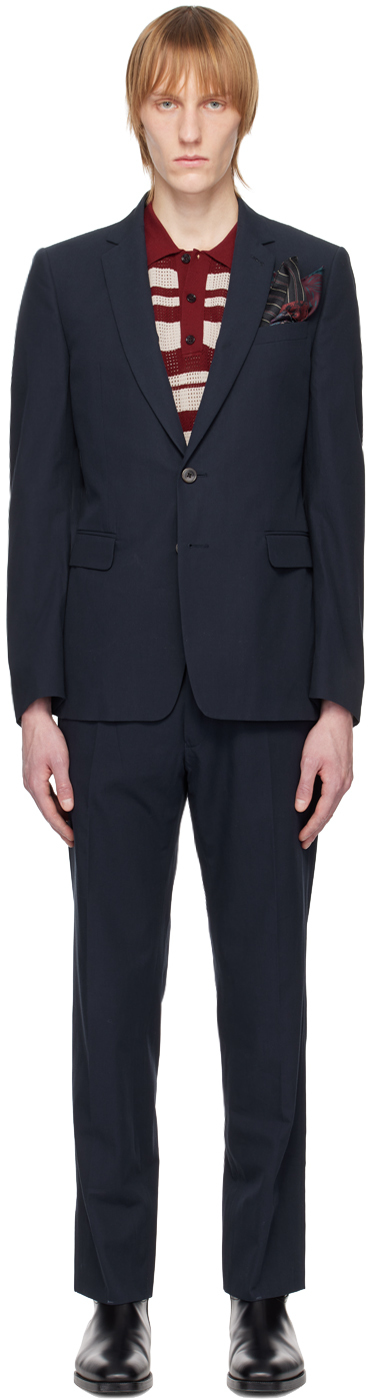 Dries Van Noten Navy Single-Breasted Suit