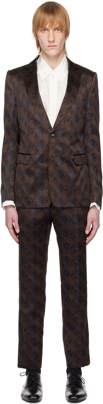 Dries Van Noten Jacquard Suit In Brown