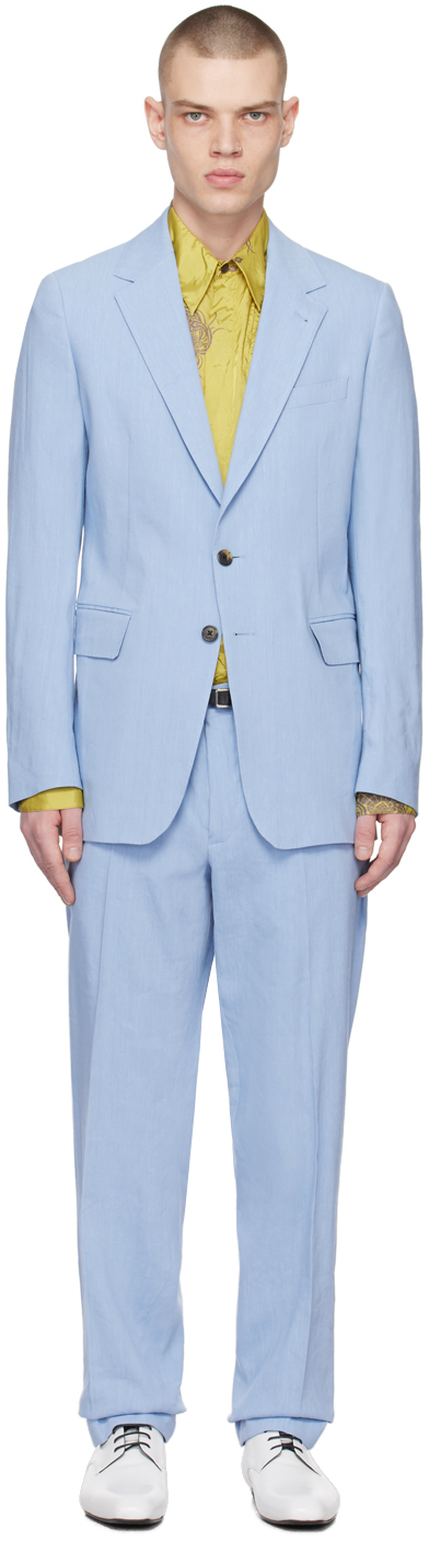 Dries Van Noten Blue Two-button Suit In 514 Light Blue
