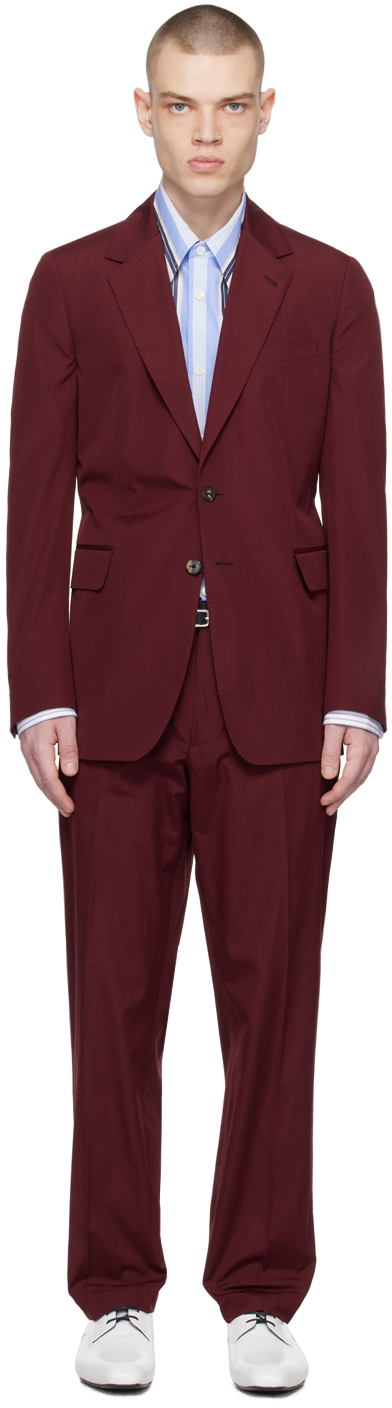 Dries Van Noten Burgundy Two-Button Suit