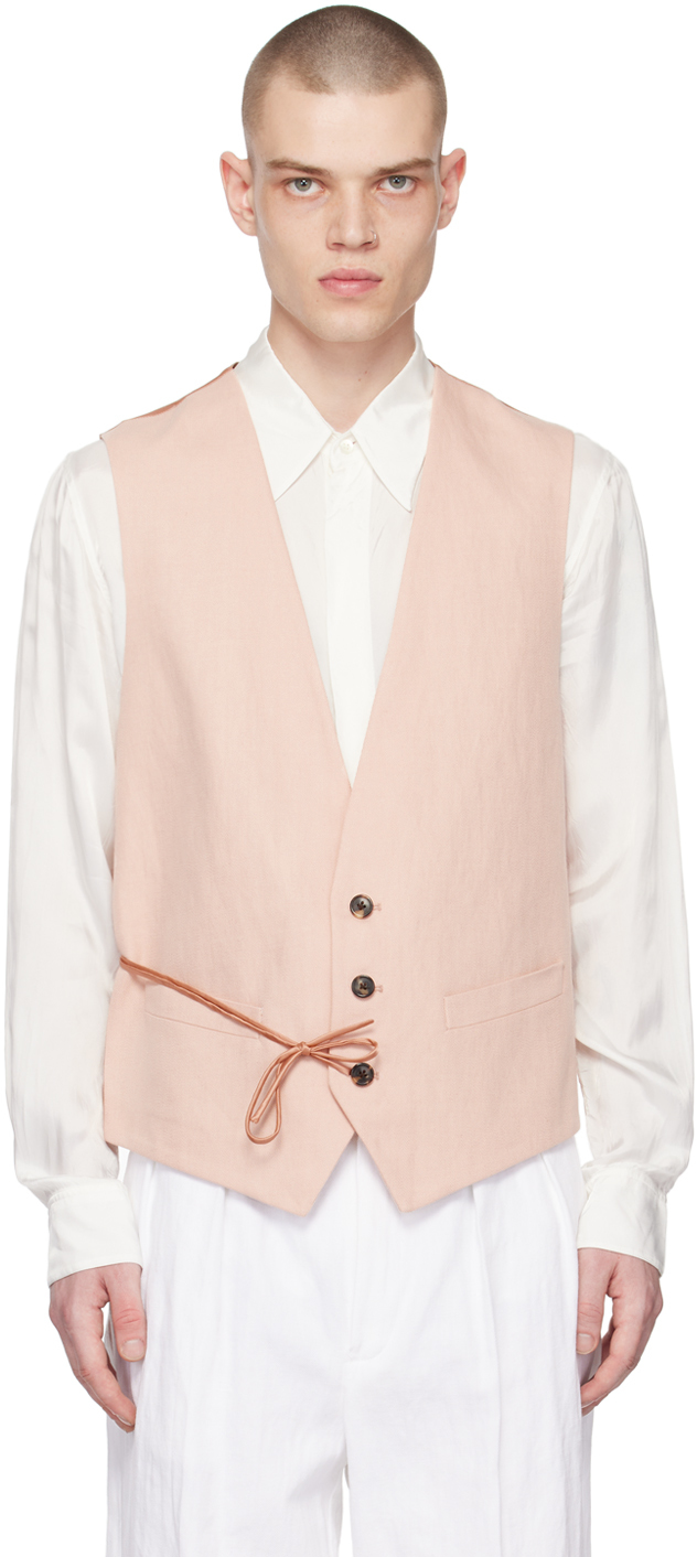 Dries Van Noten Pink Button Up Waistcoat In 354 Salmon