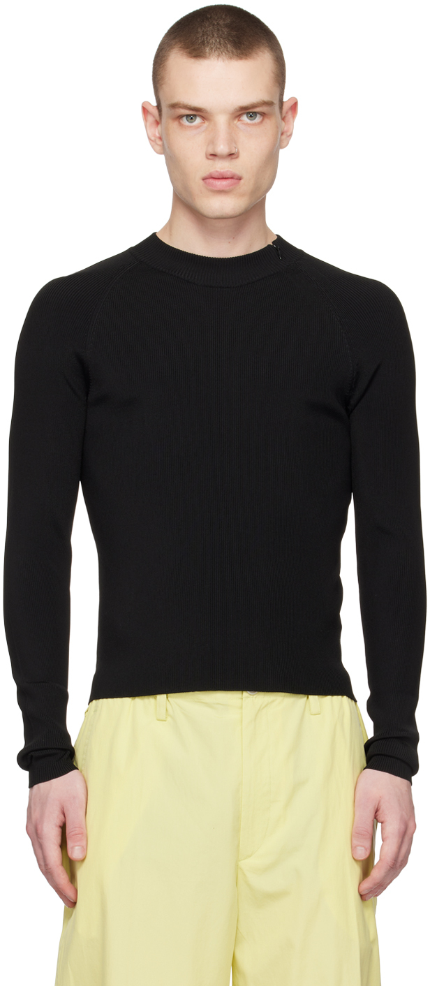 Dries Van Noten Black Crewneck Sweater In 900 Black