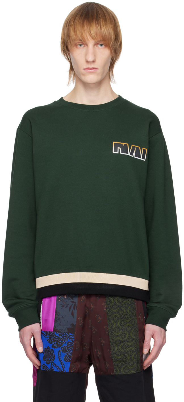 Dries Van Noten: Green Appliqué Sweatshirt | SSENSE