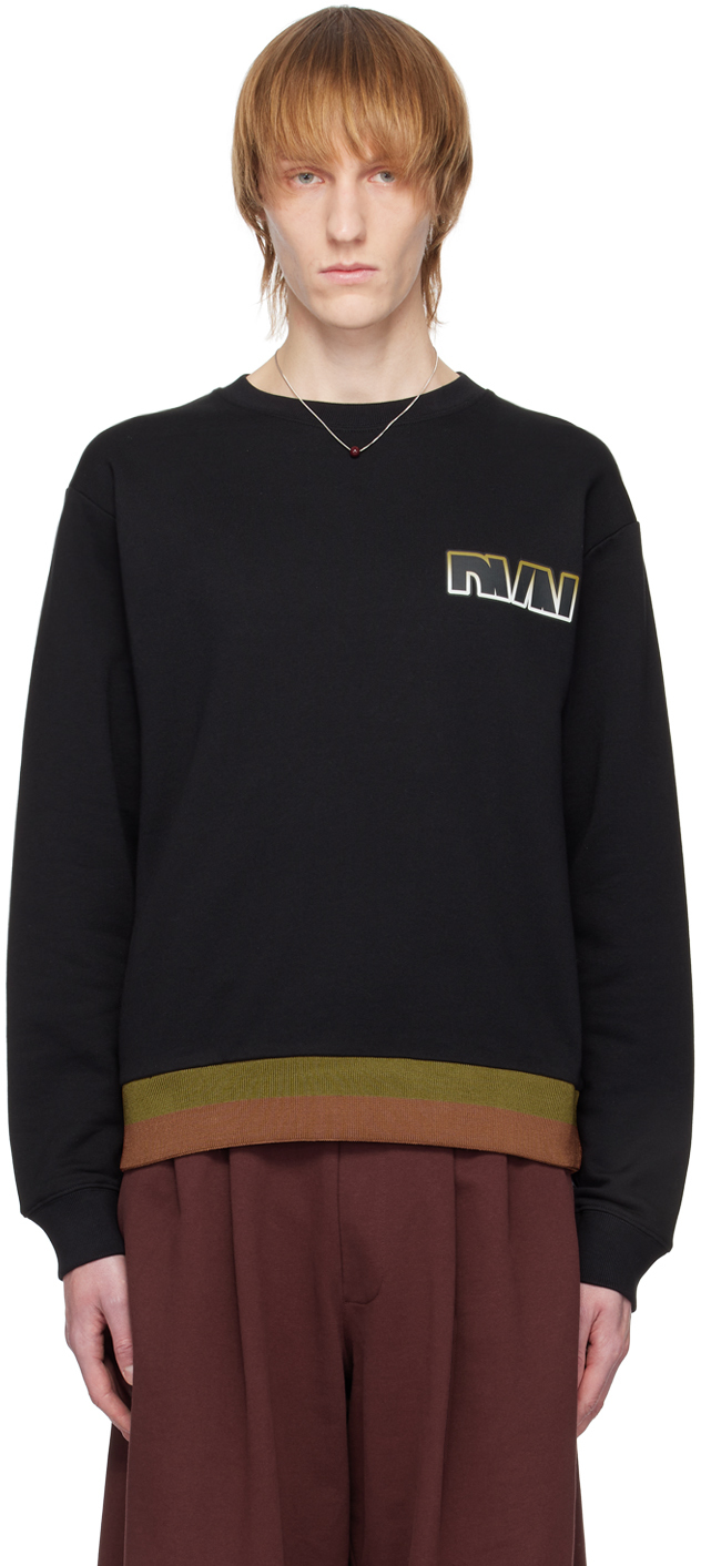 Dries Van Noten: Black Appliqué Sweatshirt | SSENSE