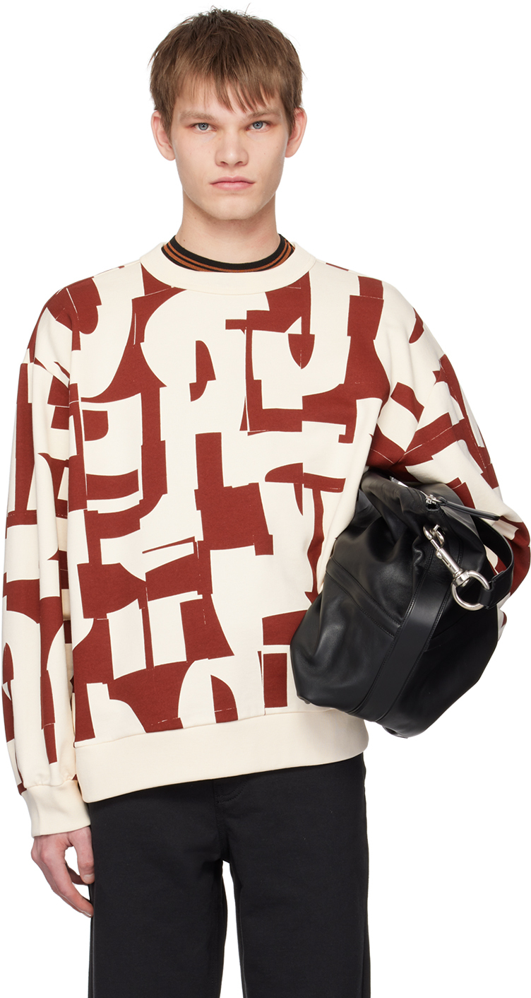 Dries Van Noten: Burgundy & Off-White Oversized Sweatshirt | SSENSE UK