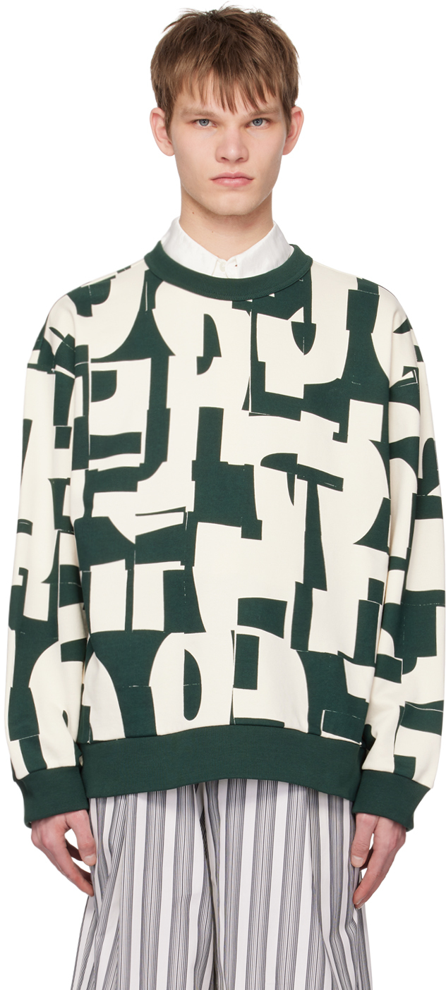 Dries Van Noten: Green & Off-White Oversized Sweatshirt | SSENSE