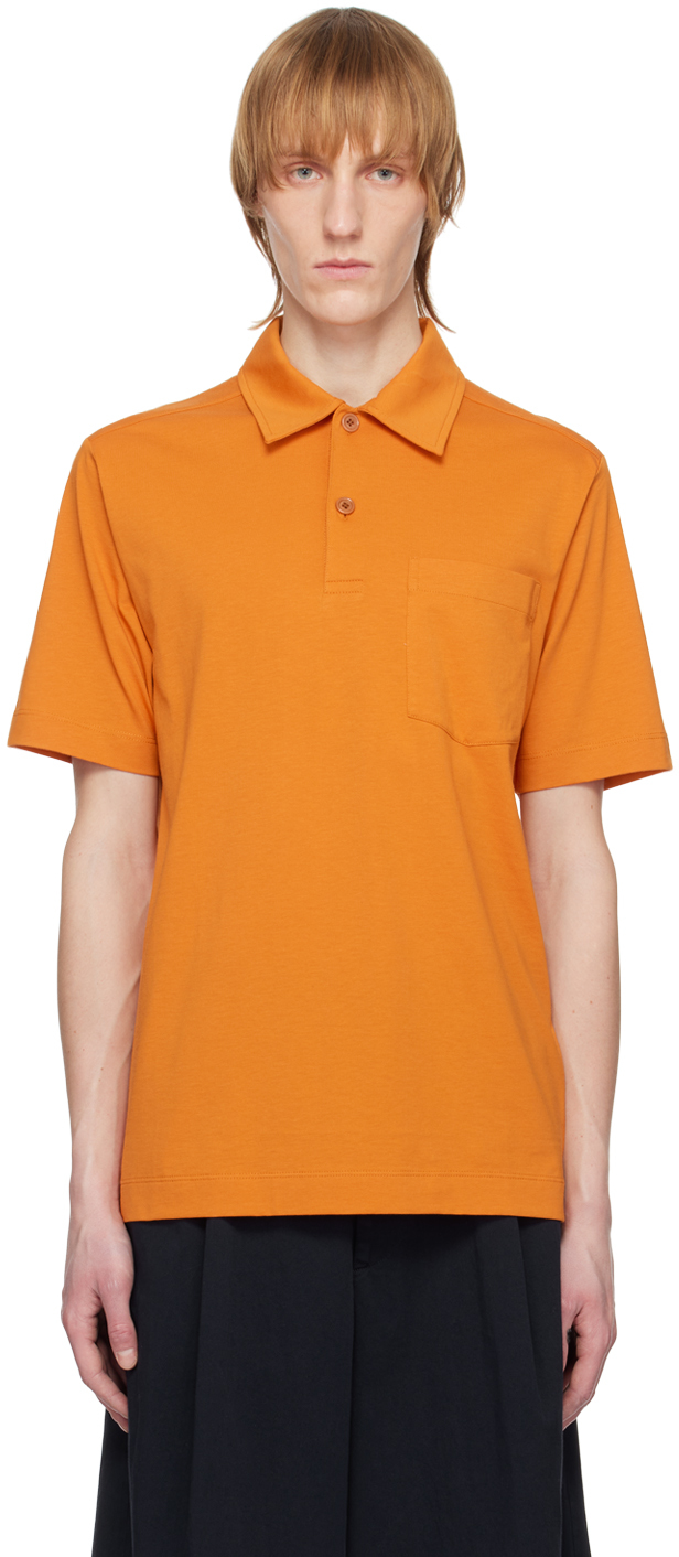 Dries Van Noten Orange Pocket Polo In 209 Amber