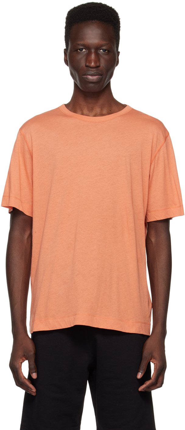 Dries Van Noten Orange Overlock Stitch T-shirt In 300 Blush