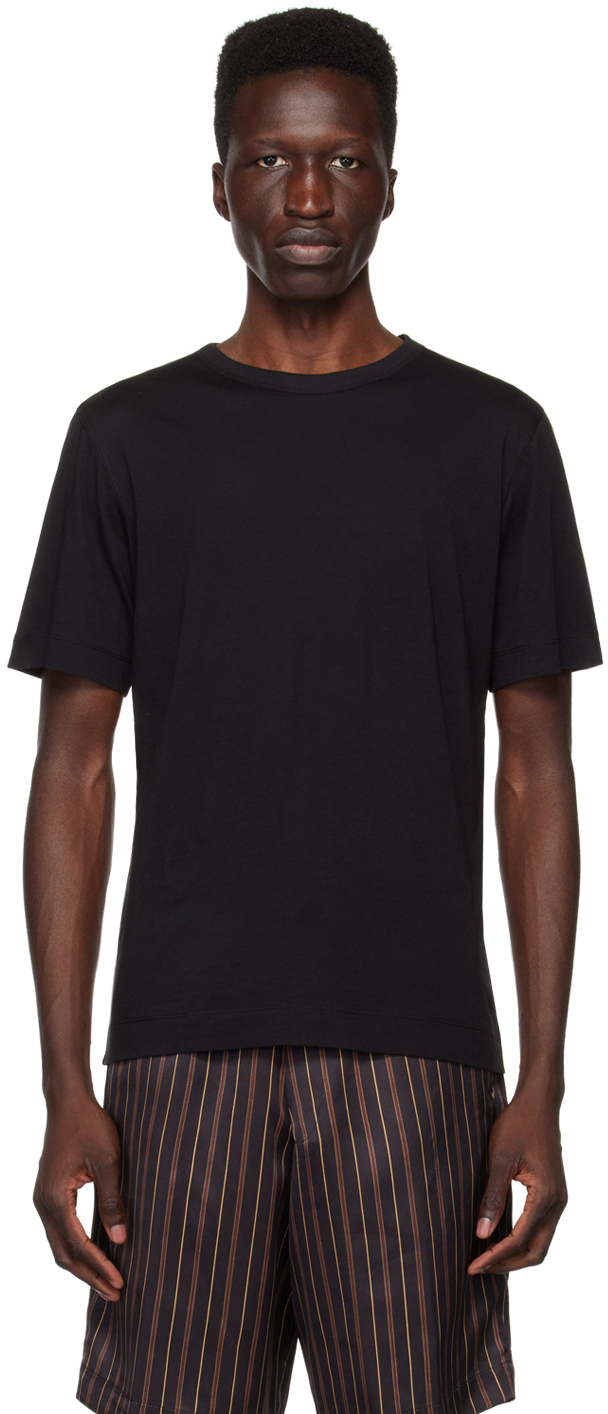 Dries Van Noten Black Overlock Stitch T-shirt In 900 Black