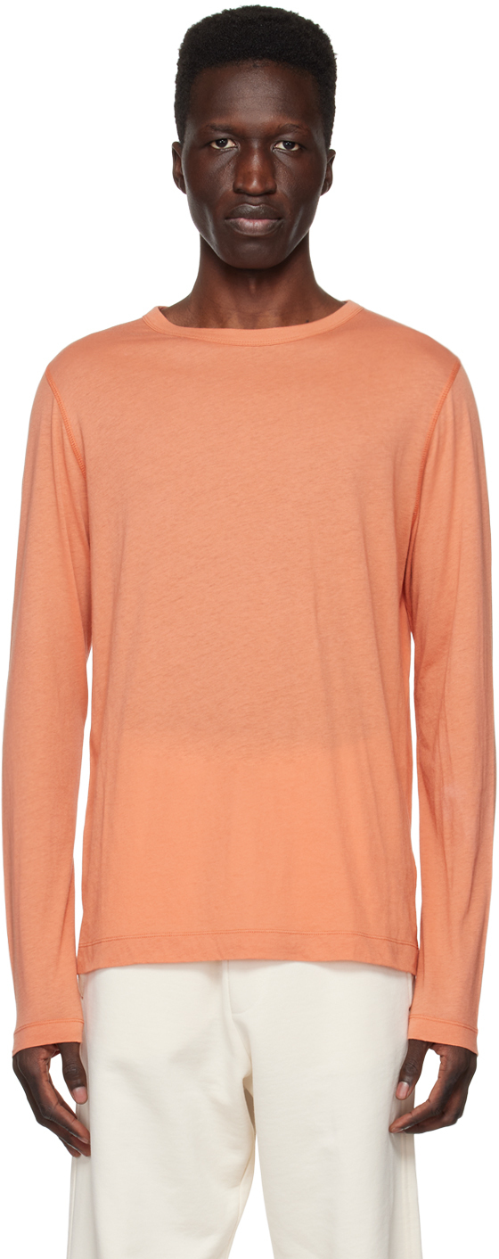 Orange Crewneck Long Sleeve T-Shirt by Dries Van Noten on Sale