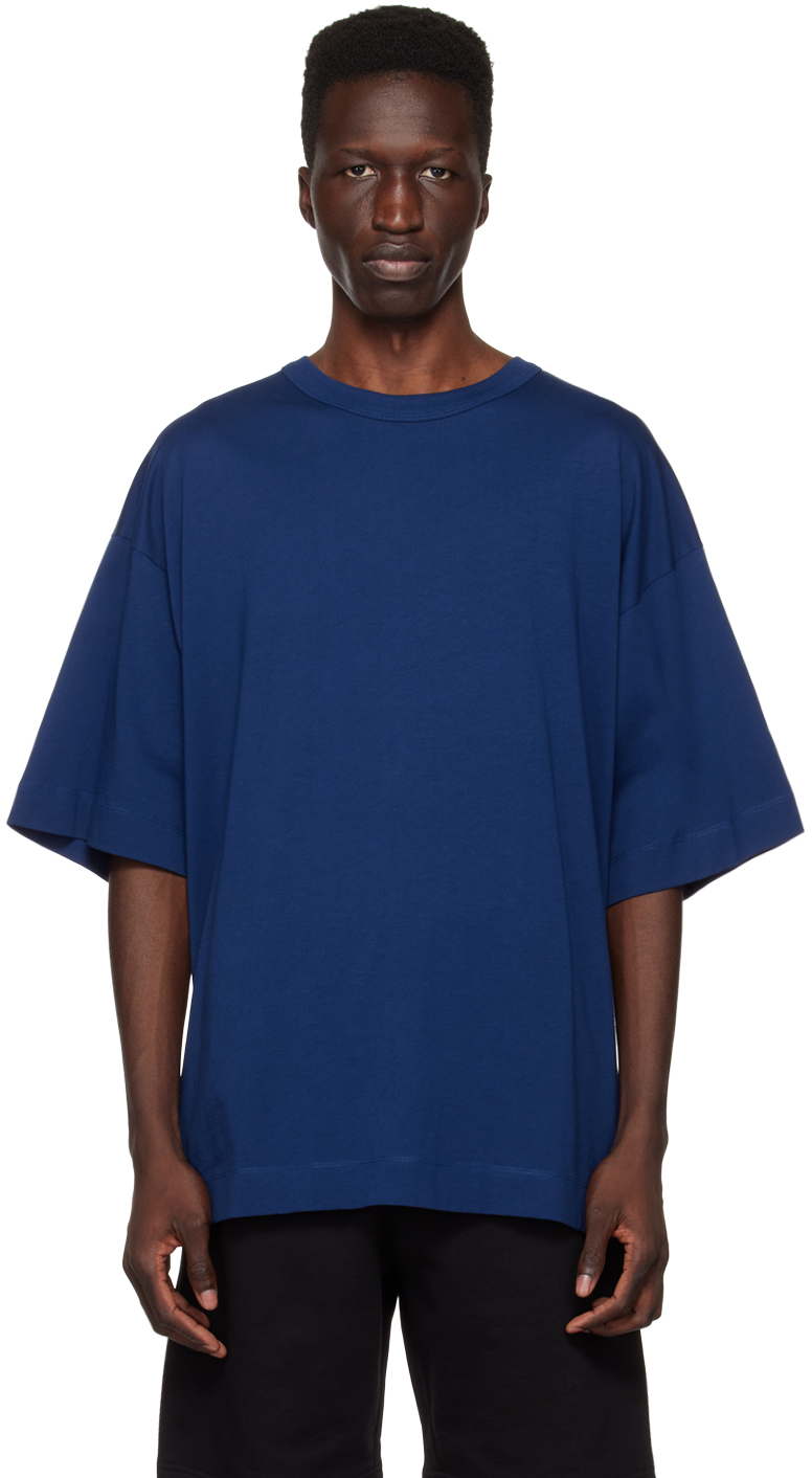 Shop Dries Van Noten Blue Crewneck T-shirt In 519 Inkblue