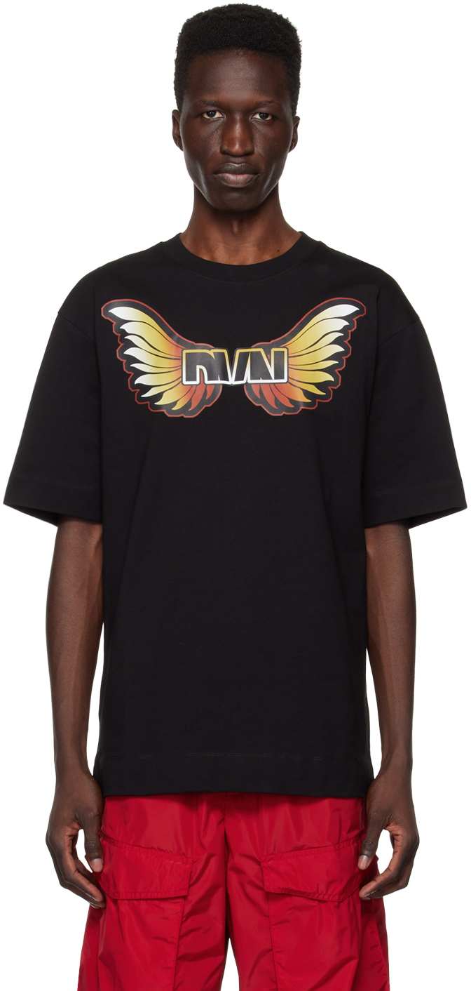 Dries Van Noten: Black Print T-Shirt | SSENSE