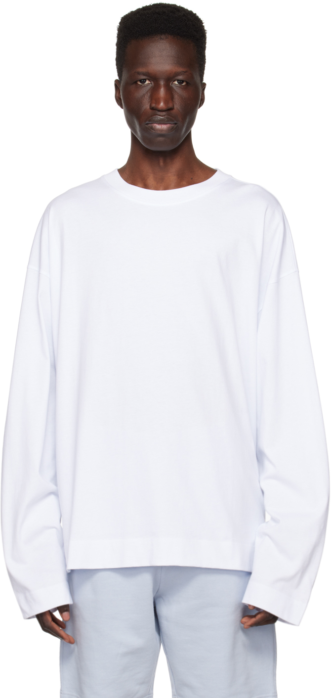 Dries Van Noten: White Crewneck Long Sleeve T-Shirt | SSENSE