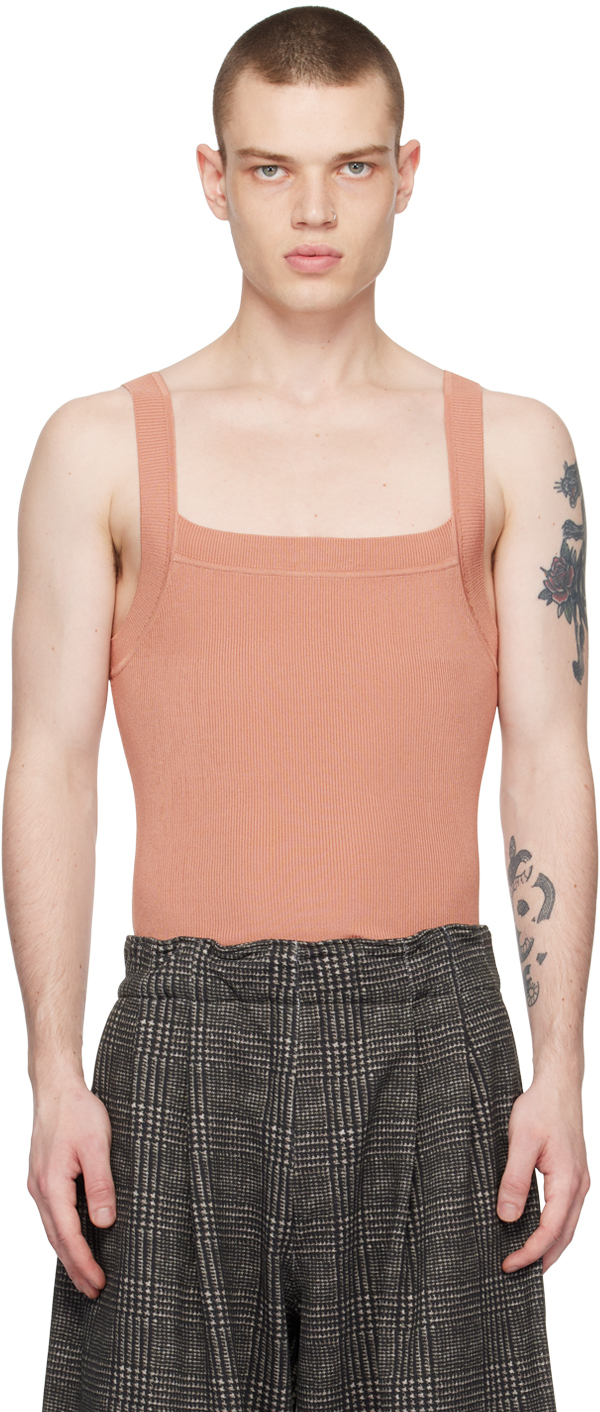 Pink Square Neck Tank Top by Dries Van Noten on Sale