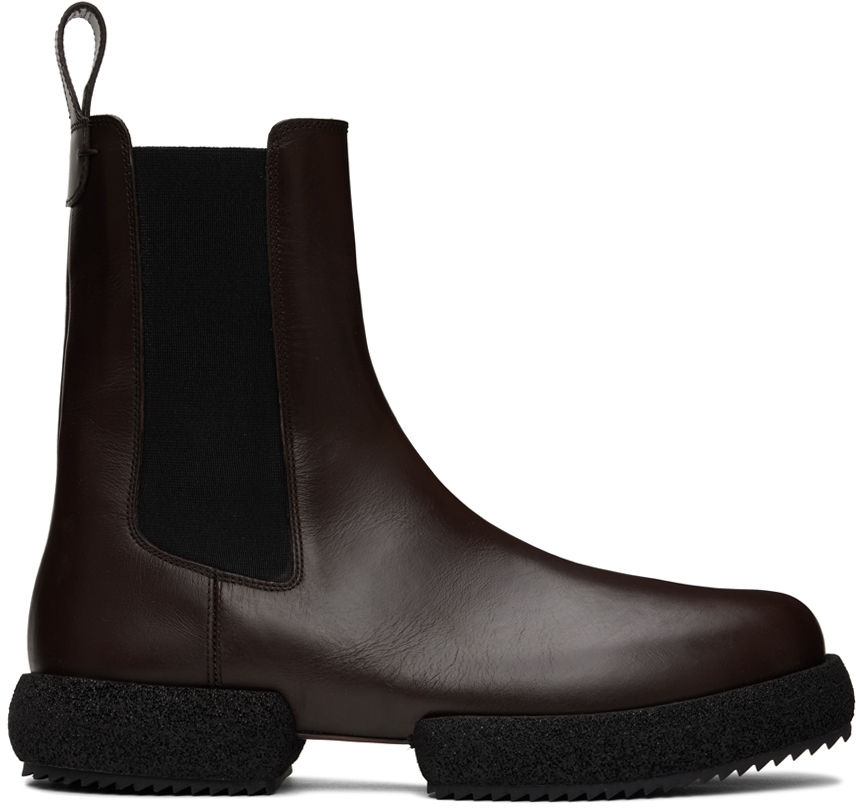 Brown Platform Chelsea Boots by Dries Van Noten on Sale