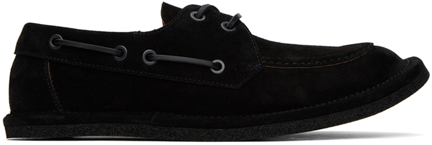 Dries Van Noten Black Padded Boat Shoes In 900 Black