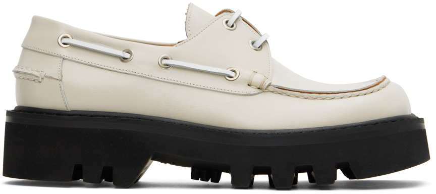 Gray Leather Boat Shoes