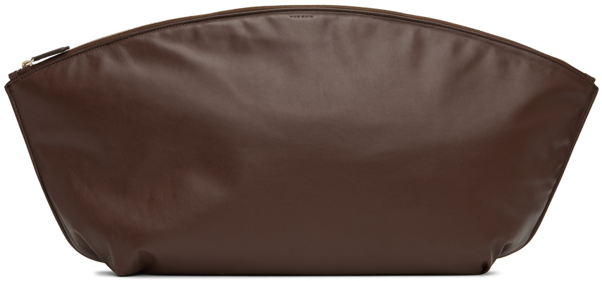 The Row Brown Xl Dante Clutch In Chocolate