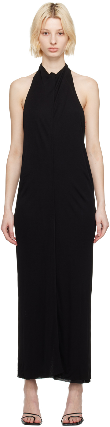 The Row Brynlee Jersey Open Back Long Dress In Black
