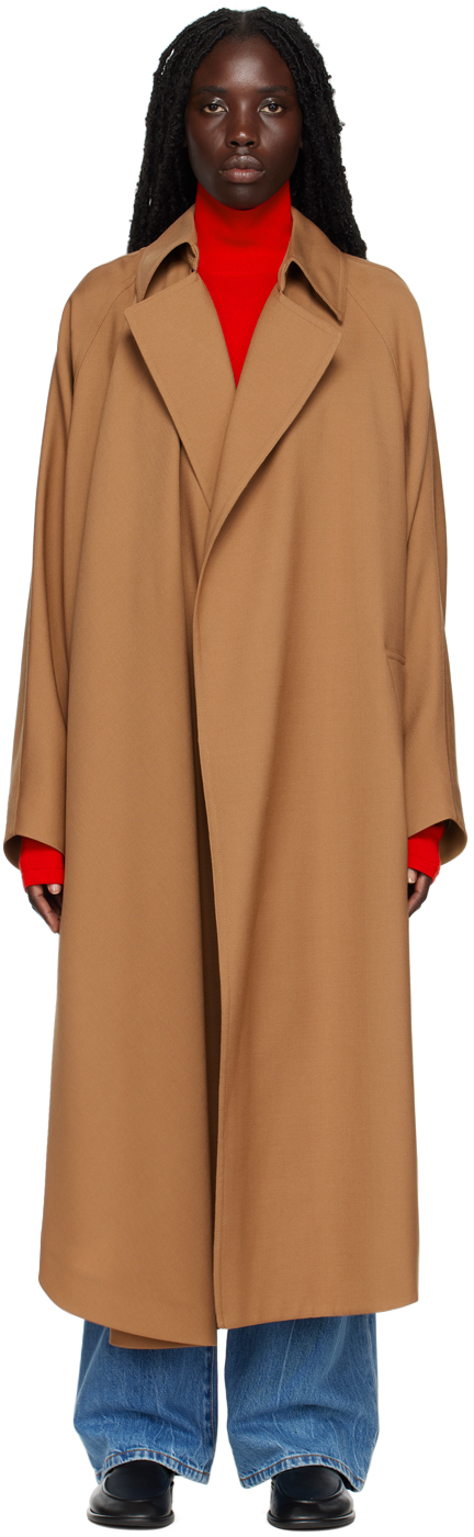 The Row Brown Maia Trench Coat In Cml Camel
