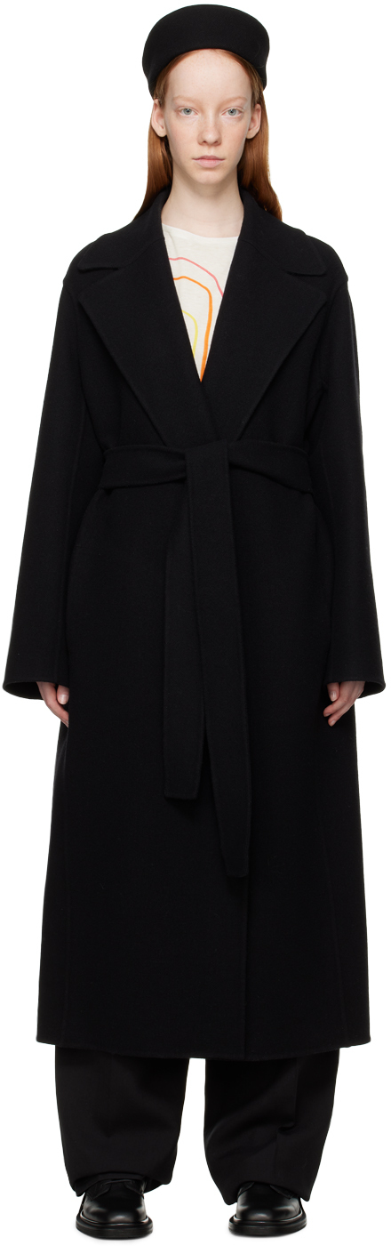 The Row: Black Malika Coat | SSENSE UK