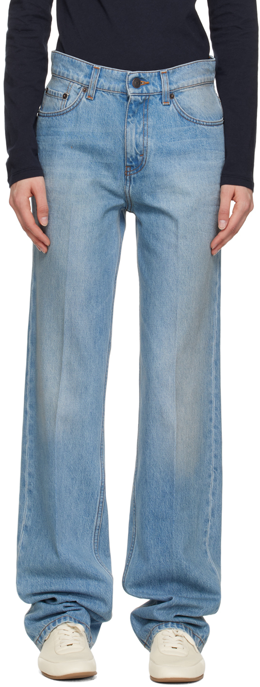 Neutral Carlton high-rise bootcut jeans, The Row