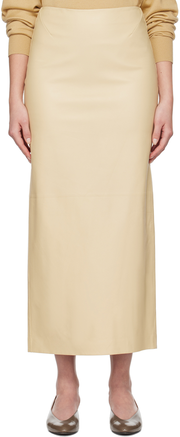THE ROW BEIGE BERTH LEATHER MAXI SKIRT