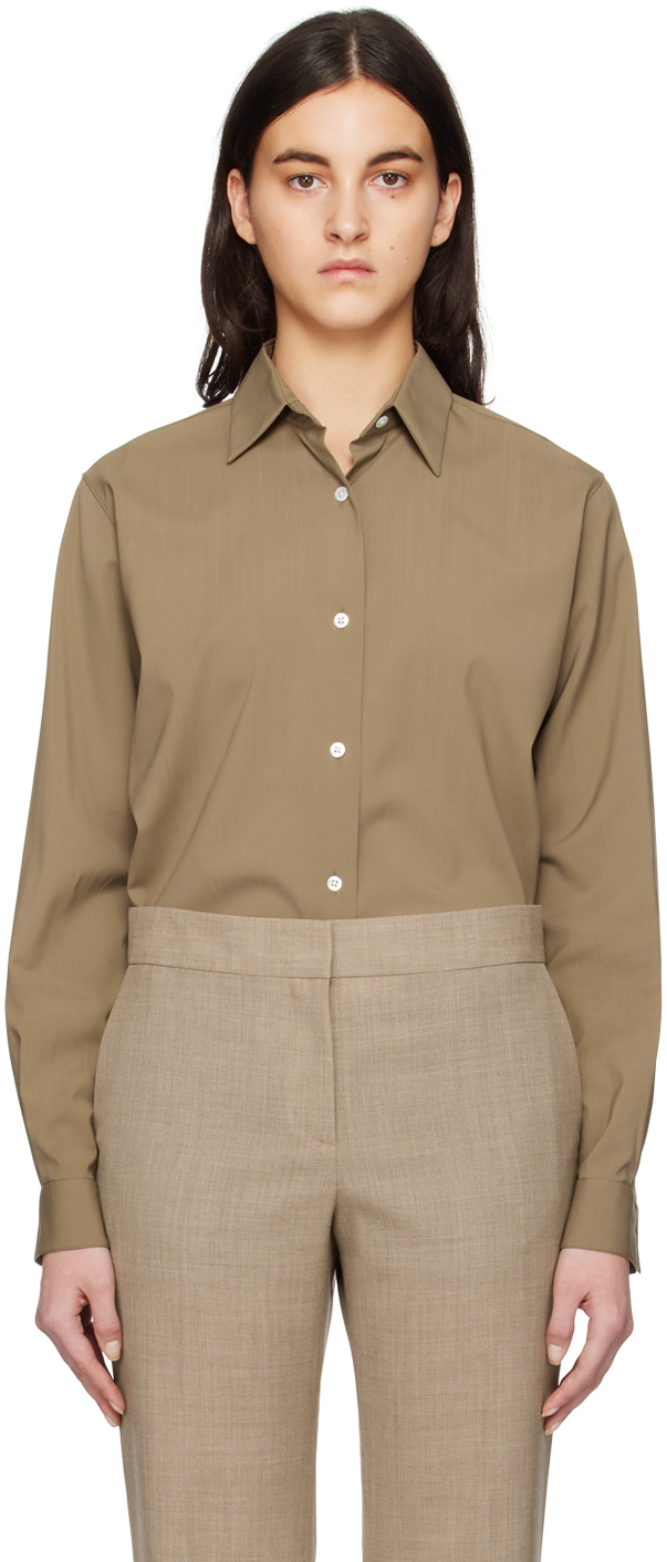 The Row Blaga Wool Shirt In Tof Toffee