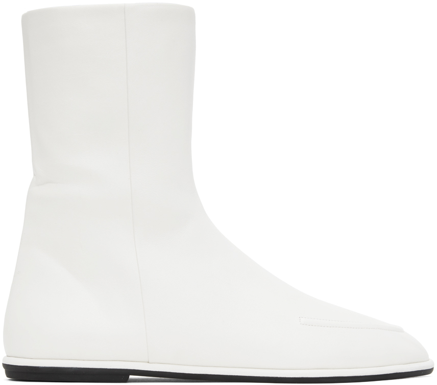 The Row: White Canal Boots | SSENSE Canada