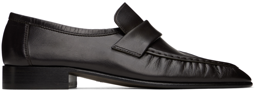 The Row: Black Soft Loafers | SSENSE Canada
