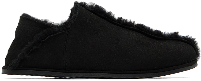 The Row Ravy Suede Sheep Shearling Booties In Black ModeSens