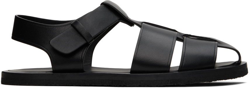 Black Fisherman Sandals by The Row on Sale