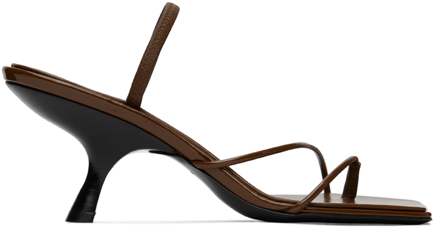 The Row Rai Patent Leather Strappy Kitten-heel Sandals In Hzl Hazel
