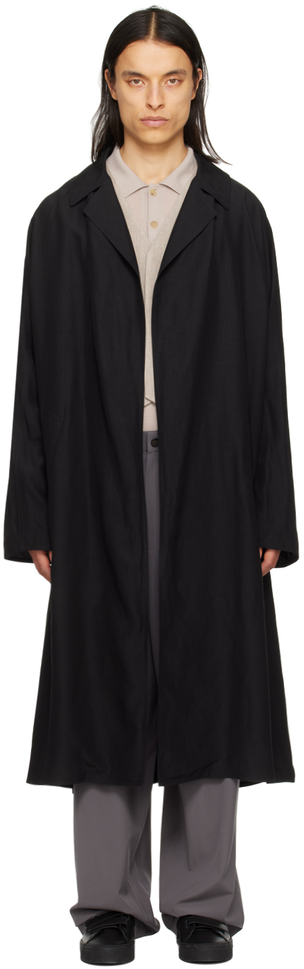 The Row: Black Emilio Coat | SSENSE